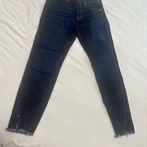 Kancan Dark Blue Frayed Hem Skinny Jeans Size 5
